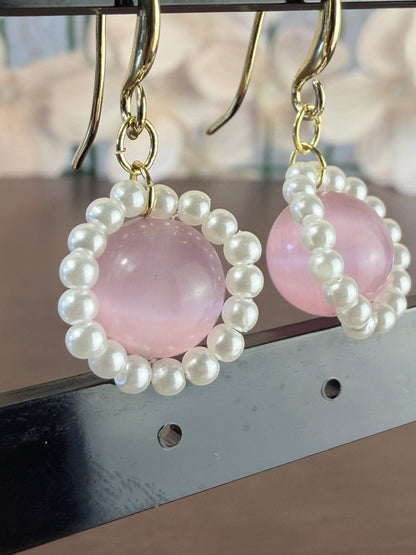 ARETE OJO DE GATO ROSA