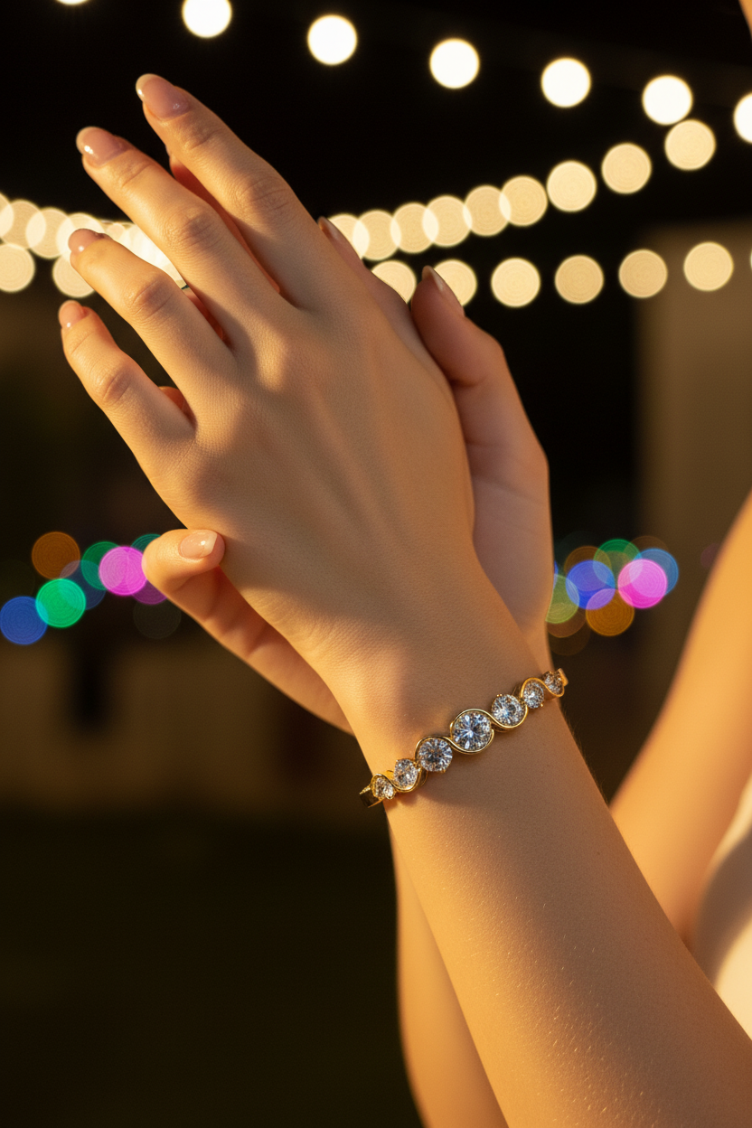 BRAZALETE CIRCLE ORO LAMINADO Y ZIRCONIA