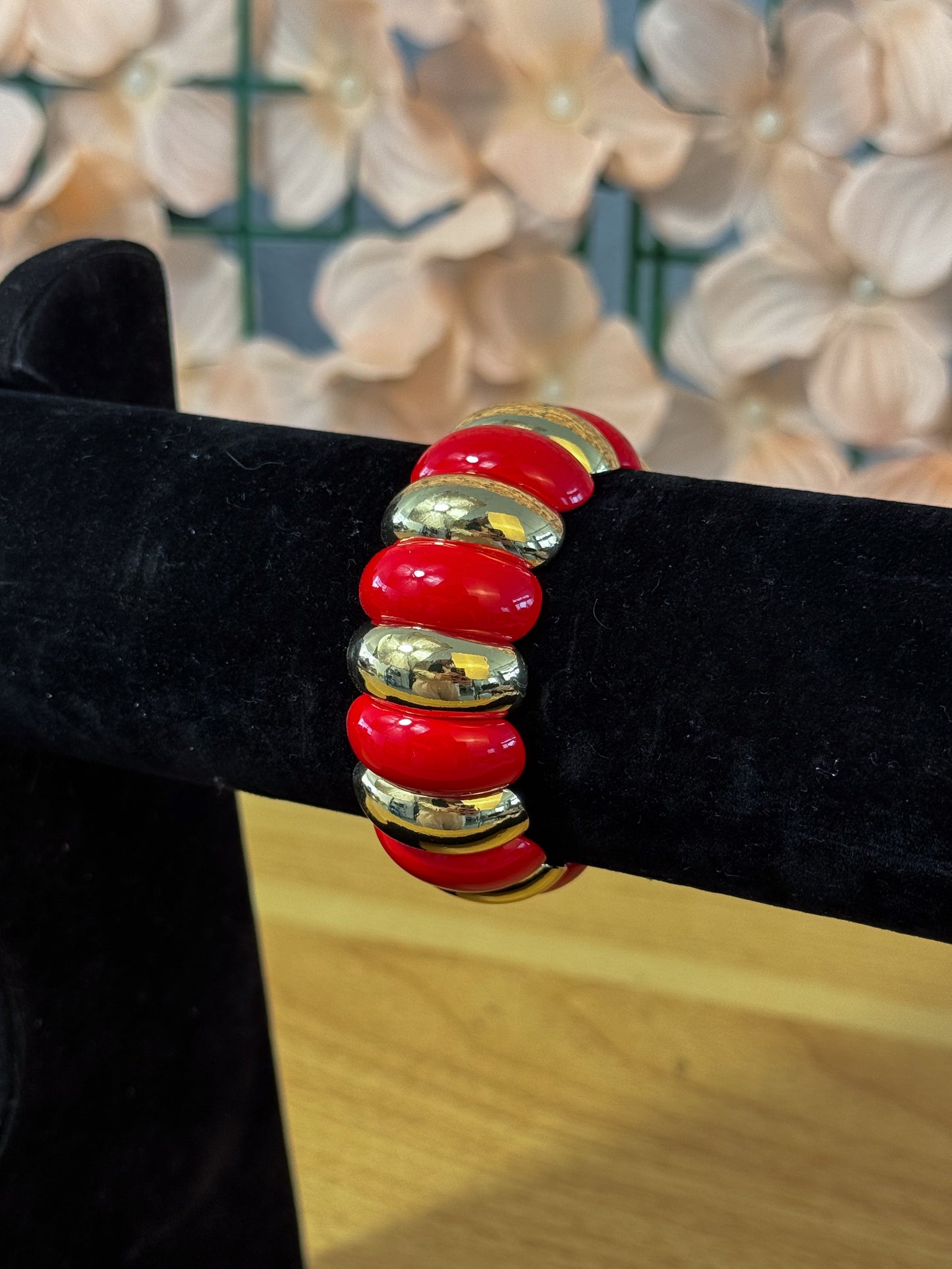 PULSERA ESMALTADA ROJA Y DORADA