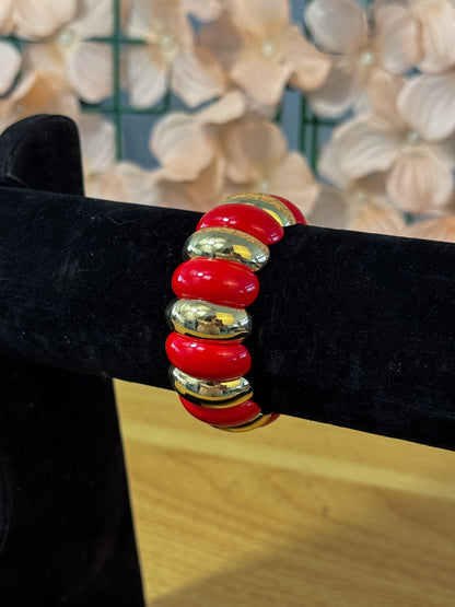 PULSERA ESMALTADA ROJA Y DORADA